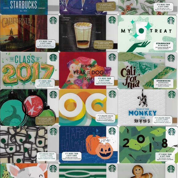 Lot of 24 Starbucks Cards 2015 to 2019 Year of The Monkey & Dog Braille– NICE! - Picture 12 of 12